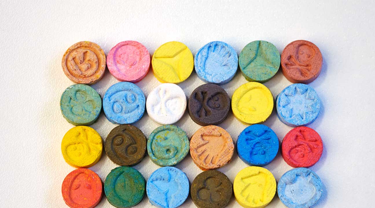ecstasy pills of all different colors